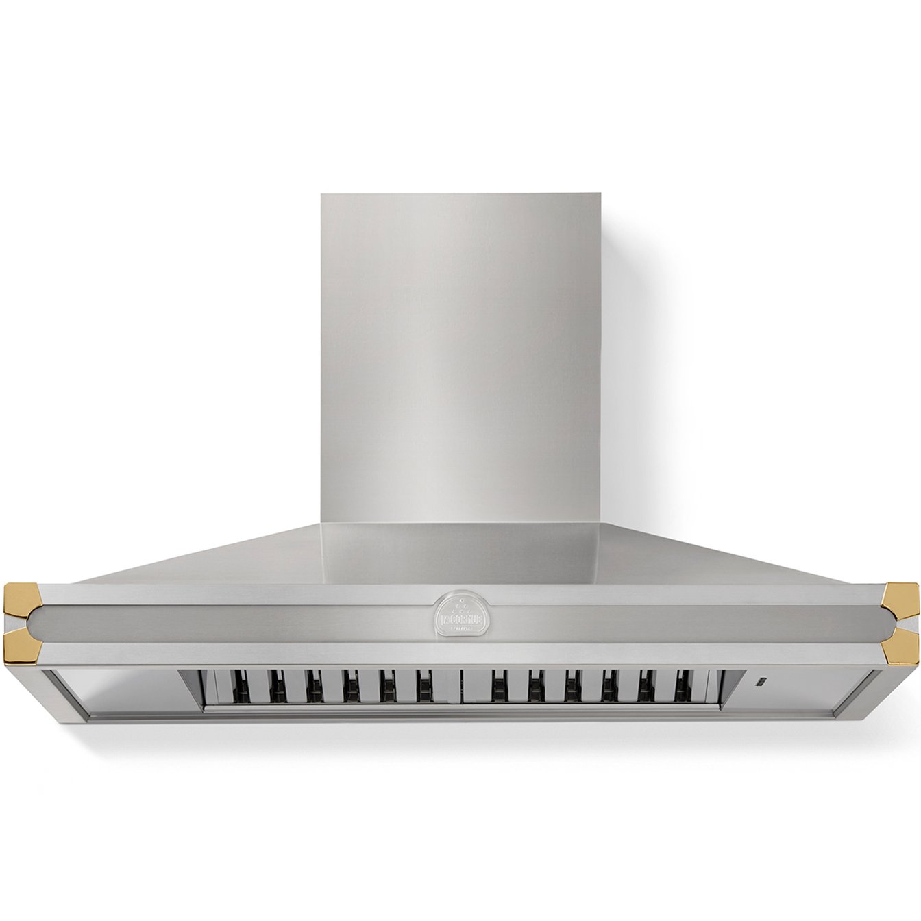 La Cornue 43 inch 600 CFM Chimney Hoodfan with Polished Brass Detail