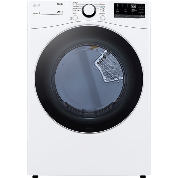 LG White 5.2 cu.ft. Stackable Front Load Steam Washer and 7.4 cu.ft. Vented Gas Dryer