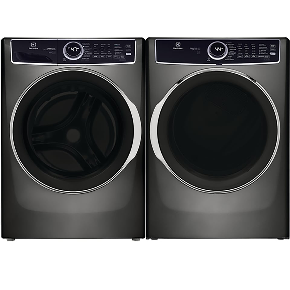 Electrolux Titanium 5.2 cu.ft. Stackable Front Load Steam Washer and 8.0 cu.ft. Stackable Steam Vented Gas Dryer