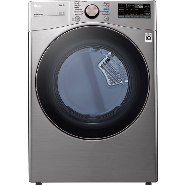 LG Graphite Steel 5.2 cu.ft. Stackable Front Load Steam Washer and 7.4 cu.ft. Steam Vented Dryer