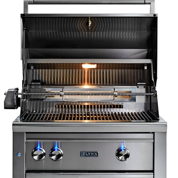 Lynx Professional Built-in 3 Burner Natural Gas BBQ Grill with Trident Infrared, Ceramic Burner and Rotisserie