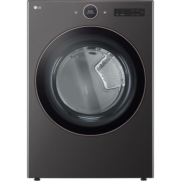 LG Black 5.8 cu.ft. Front Load Washer and 7.4 cu.ft. Stackable Steam Vented Dryer