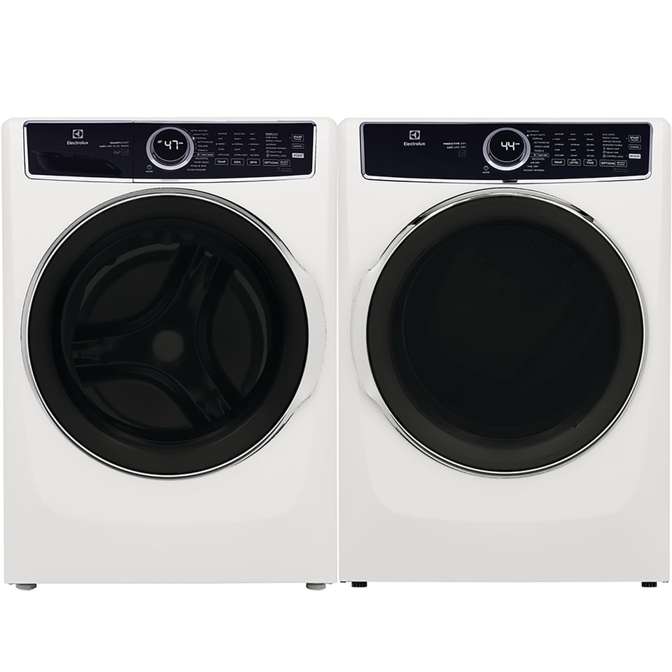 Electrolux White 5.2 cu.ft. Stackable Front Load Steam Washer and 8.0 cu.ft. Stackable Steam Vented Gas Dryer