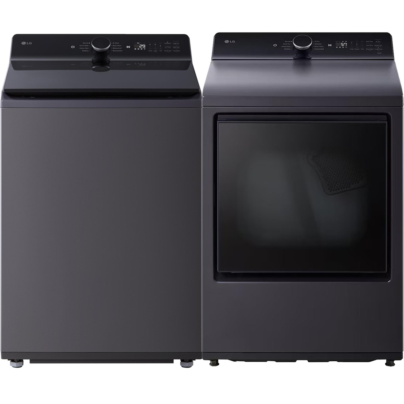 LG Black 6.1 cu.ft Top Load Washer and 7.3 cu.ft Front Load Vented Dryer