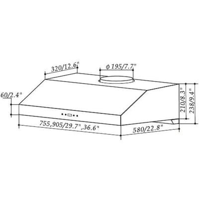 Sakura 30 inch 800 CFM Under-Cabinet Hoodfan