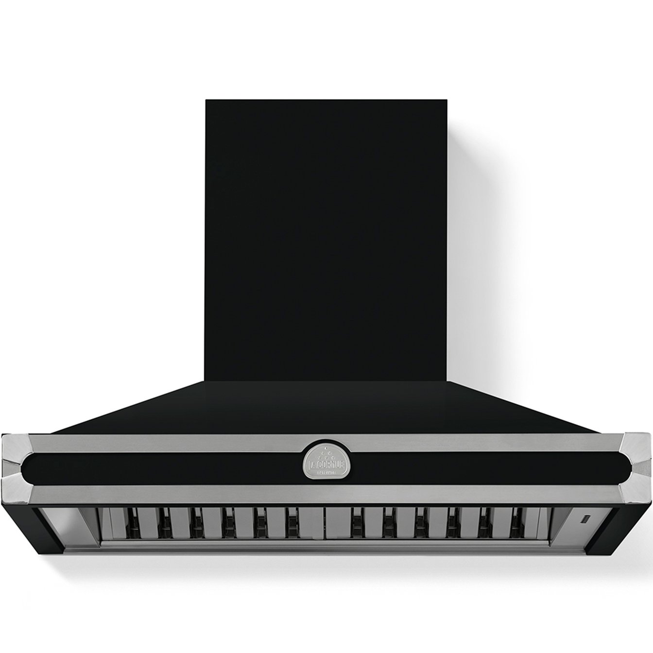 La Cornue 35 inch 600 CFM Chimney Hoodfan with Satin Chrome Detail
