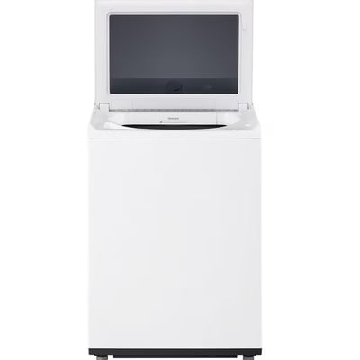 LG White 5.8 cu.ft Top Load Washer and 7.3 cu.ft Front Load Electric Vented Dryer