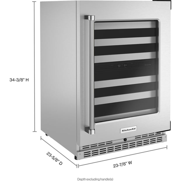 KitchenAid Freestanding or Built-in 24 inch 4.97 cu.ft Wine Cooler