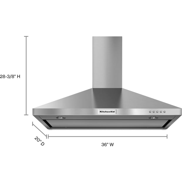 KitchenAid 36 inch 400 CFM Wall-Mount Chimney Hoodfan