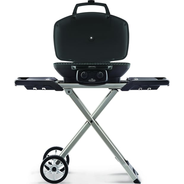 Napoleon TravelQ 285X Portable 2 Burner Liquid Propane BBQ Grill with Scissor Cart & Griddle