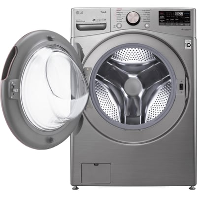 LG Graphite Steel 5.2 cu.ft. Stackable Front Load Steam Washer and 7.4 cu.ft. Steam Vented Dryer