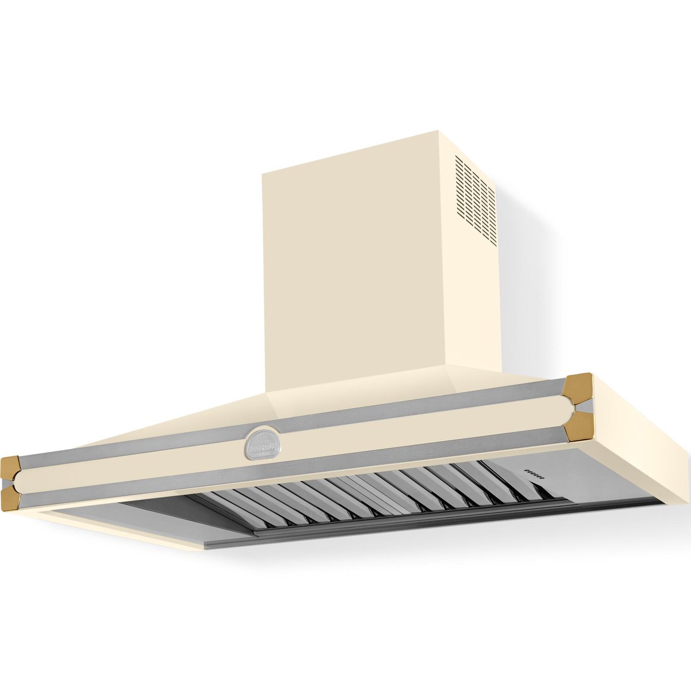 La Cornue 43 inch 600 CFM Chimney Hoodfan with Polished Brass Detail