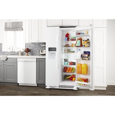Amana 33 inch Side by Side Refrigerator with Dual Pad External Ice and Water Dispenser