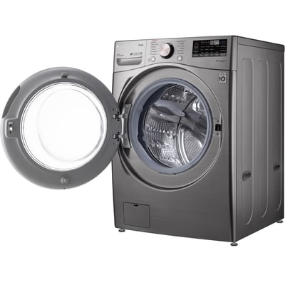 LG Graphite Steel 5.2 cu.ft. Stackable Front Load Steam Washer and 7.4 cu.ft. Steam Vented Dryer