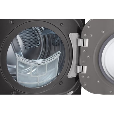 LG Black Steel 6.0 cu.ft. Stackable Front Load Steam Washer and 9.0 cu.ft. Stackable Steam Vented Dryer