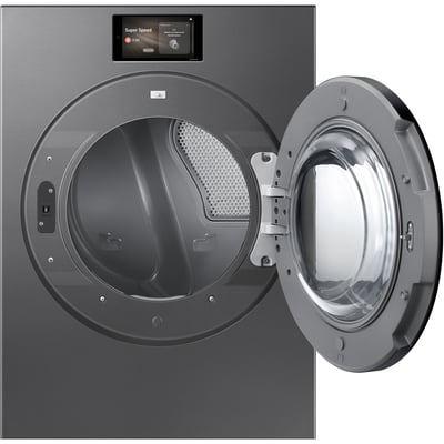 Samsung Black Steel 6.1 cu.ft Stackable Front Load Washer and 7.6 cu.ft. Steam Vented Dryer