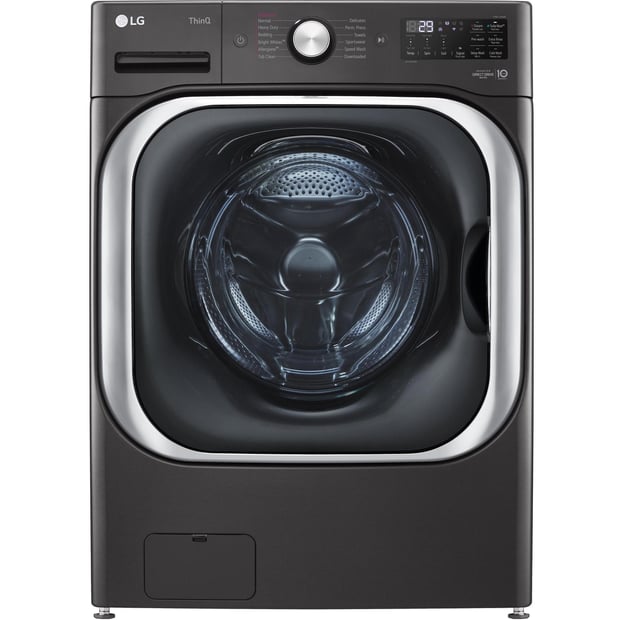 LG Black Steel 6.0 cu.ft. Stackable Front Load Steam Washer and 9.0 cu.ft. Stackable Steam Vented Dryer