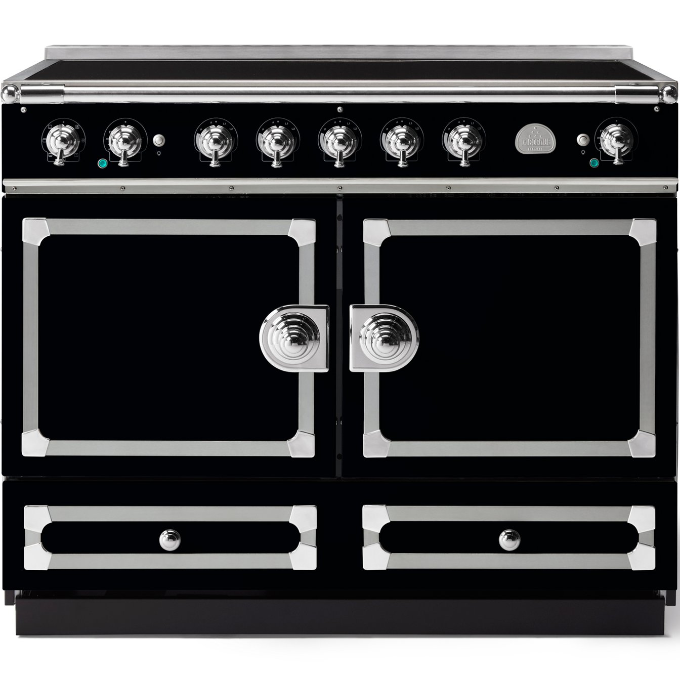 La Cornue 43 inch Double Oven Induction Range with Polished Chrome Detail
