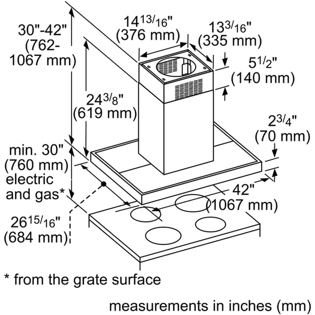 Thermador 42 inch 600 CFM Island Hoodfan