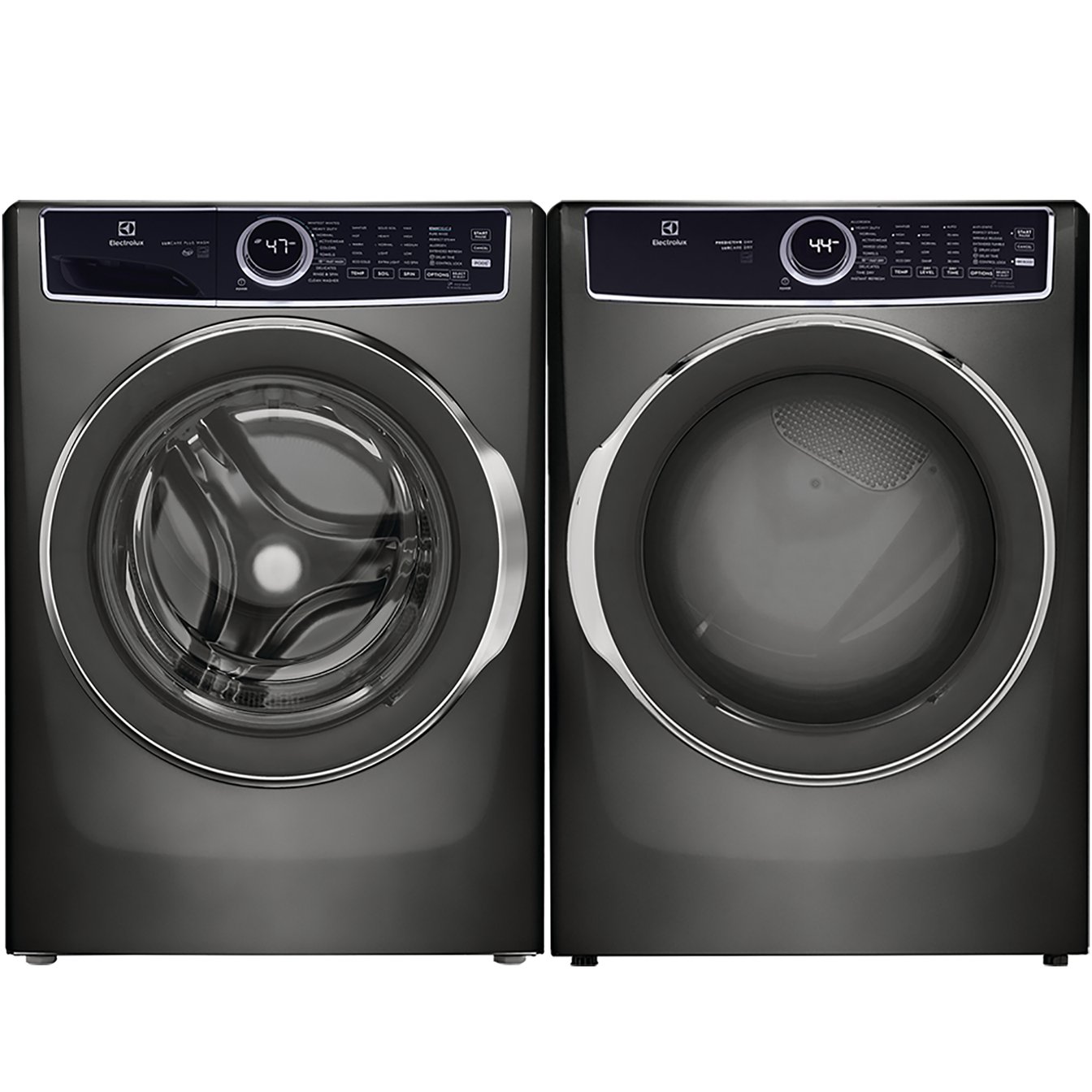 Electrolux Titanium Stackable 5.2 cu.ft. Front Load Steam Washer and 8.0 cu.ft. Steam Dryer