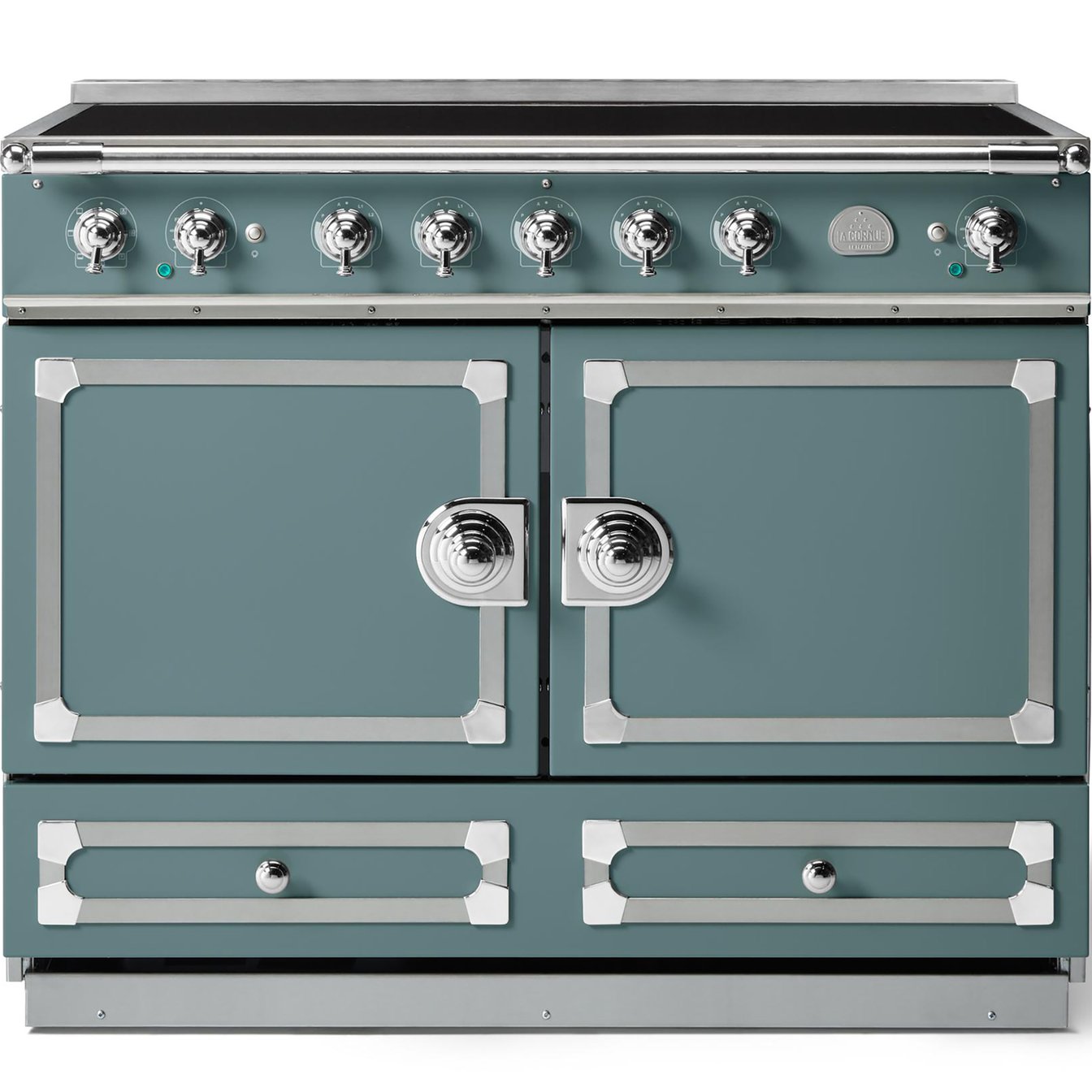 La Cornue 43 inch Double Oven Induction Range with Polished Chrome Detail