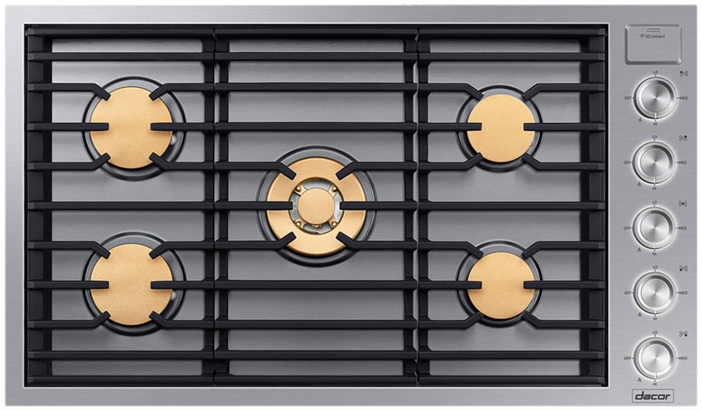 Dacor 36 Inch Gas Cooktop, Silver Stainless