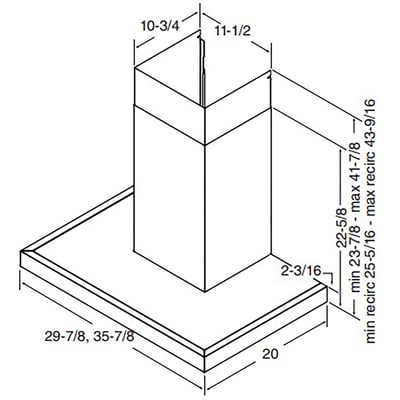 Best 36 inch 650 CFM Chimney Hoodfan