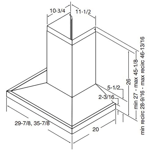 Best 36 inch 650 CFM Chimney Hoodfan