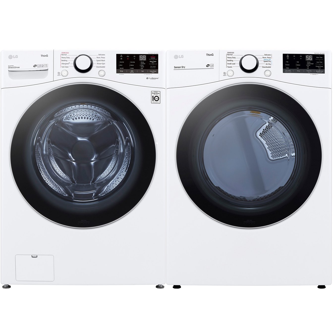 LG White 5.2 cu.ft. Steam Front Load Washer and 7.4 cu.ft. Vented Dryer