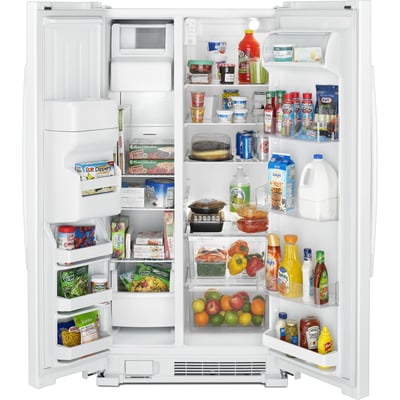 Amana 33 inch Side by Side Refrigerator with Dual Pad External Ice and Water Dispenser