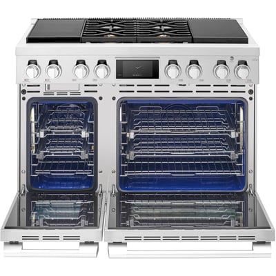 Signature Kitchen Suite 48 inch Dual-Fuel Pro Double Oven Gas Range with Sous Vide and Induction