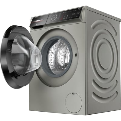 Bosch Grey 800 Series 2.4 cu.ft. Stackable Front Load Washer and 4.0 cu.ft. Heat Pump Dryer
