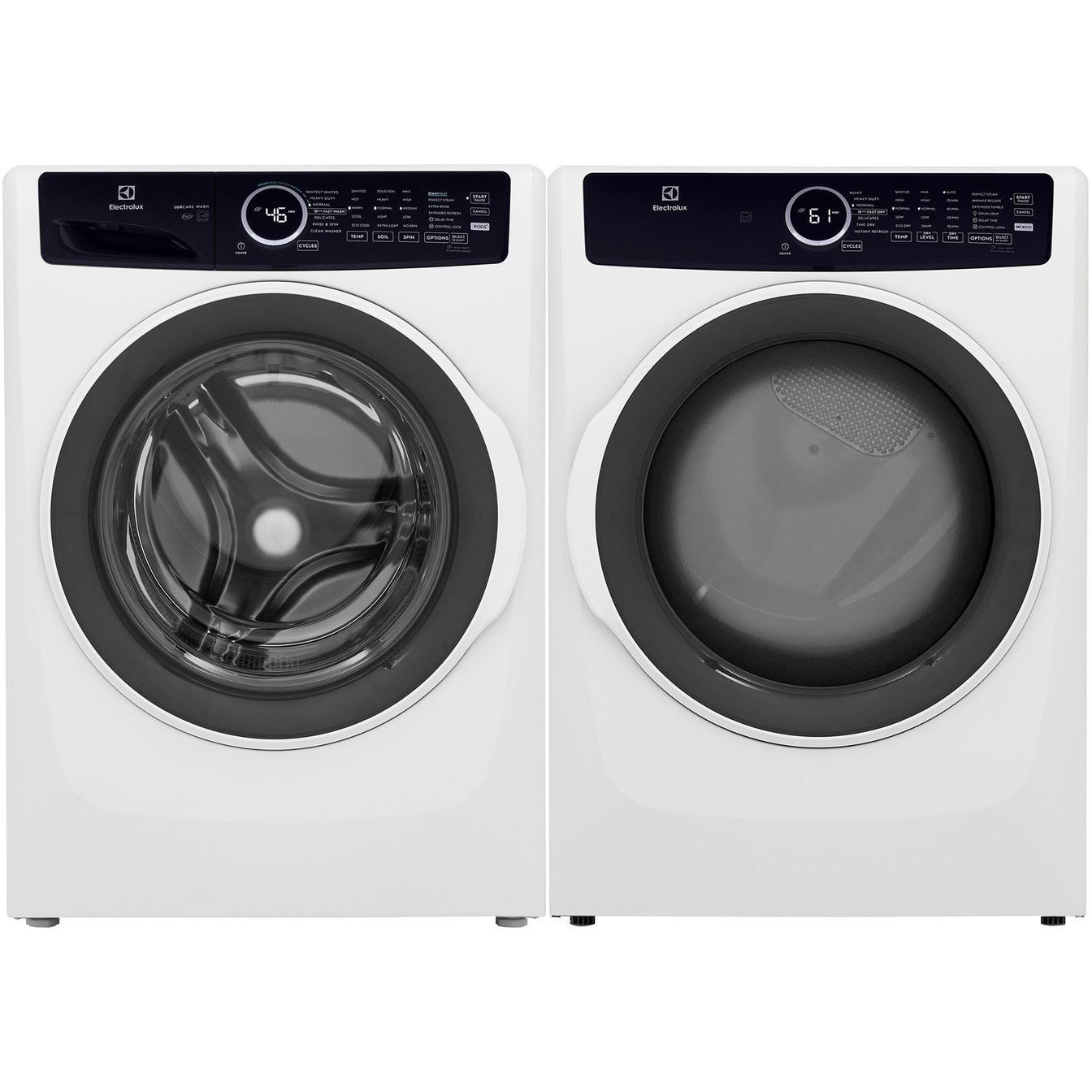 Electrolux 5.2 cu.ft. Stackable Front Load Steam Washer and 8.0 cu.ft. Stackable Steam Vented Gas Dryer