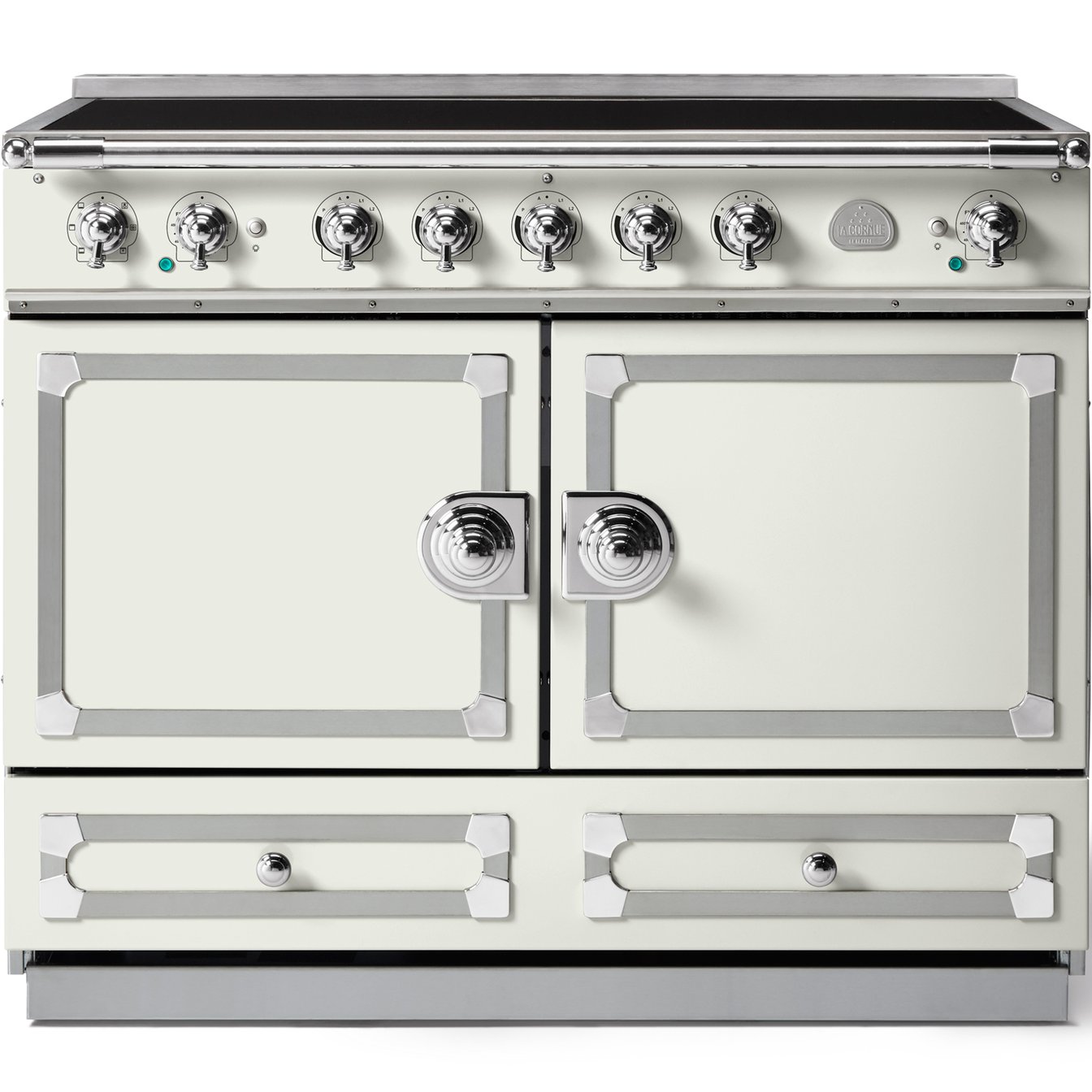 La Cornue 43 inch Double Oven Induction Range with Polished Chrome Detail