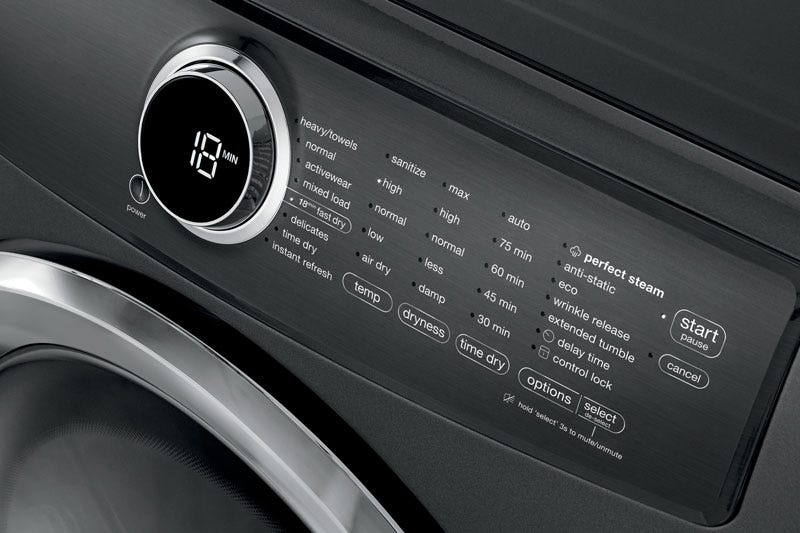 Display panel on an Electrolux Dryer from Trail Appliances